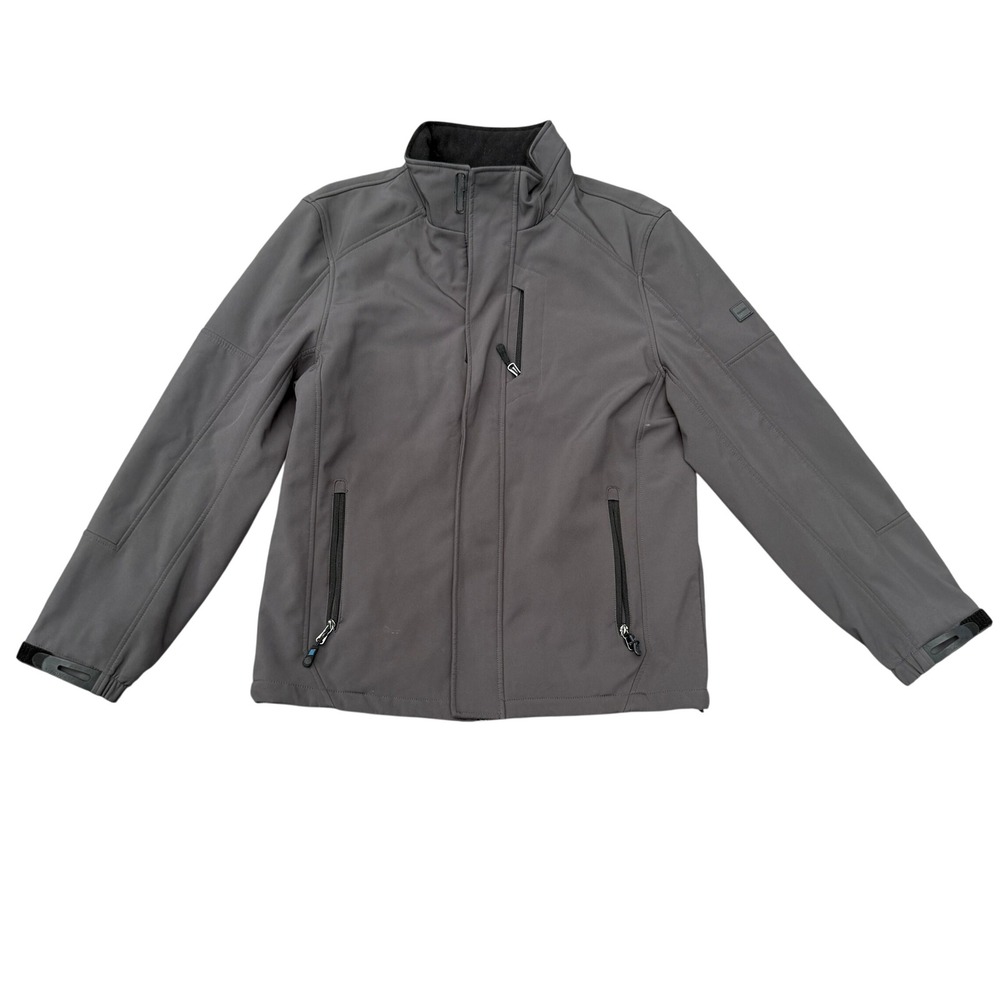 Calvin Klein Soft Shell Jacket Mens Medium Gray Fleece Lined Wind Resistant Zip